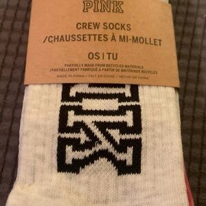 VS Victoria’s Secret PINK Heather Gray/Pink Tie-Dye Crew Socks One Size New